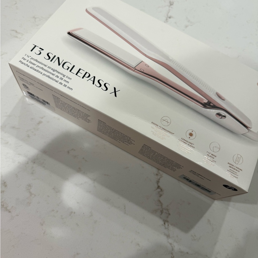 T3 Singlepass X Hair Straightener - White and Rose Gold